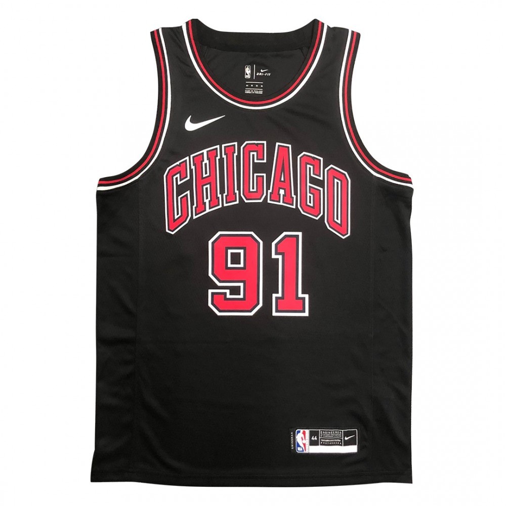 Men's Chicago Bulls Dennis Rodman #91 Black Swingman Jersey - Statement Edition-Pro Kit Vault | Brand New 26/27 Sports Jerseys